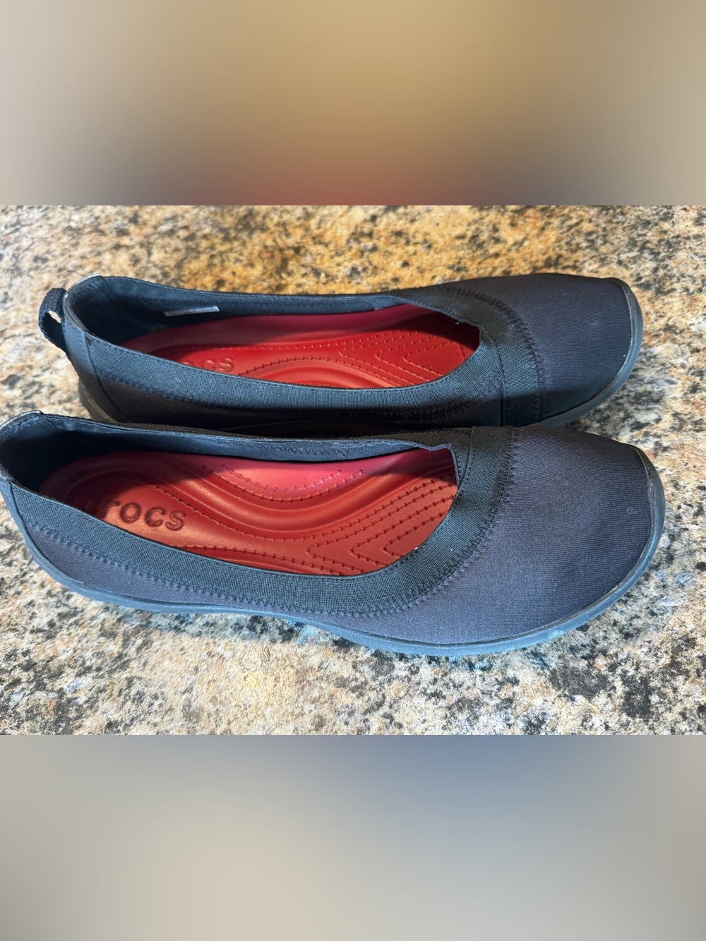 Crocs Shoes Women's Size 9 Black Slip On Ballet Flats Walking Comfort Stretchy